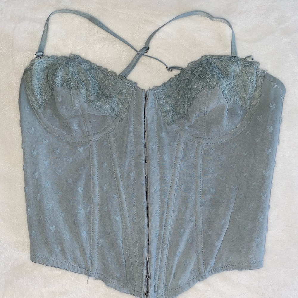 Dusty Blue Lace Corset Top